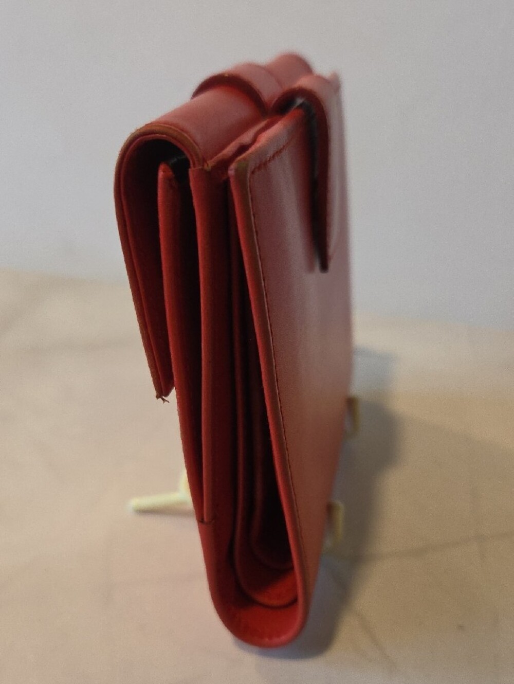 Salvatore Ferragamo Red Leather Compact Bifold Wallet with Silver Buckle - Picture 4 of 14